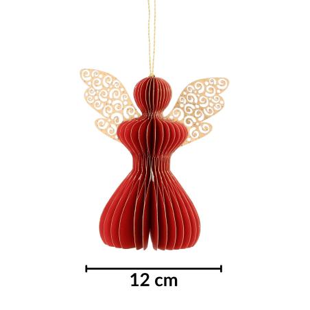 Aniołek papierowy składany 12cm – świąteczna czerwień