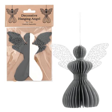 Aniołek papierowy składany 12cm – stylowa szarość