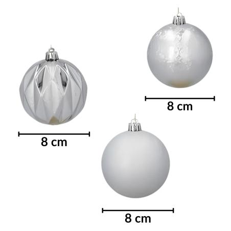 Zestaw 4 bombek choinkowych 8cm – eleganckie srebro