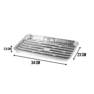 Tacki aluminiowe do grilla, prostokątne, perforowane, zestaw 3 szt., 34x23x2,5 cm