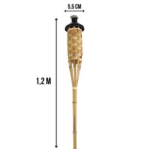 Pochodnia ogrodowa bambusowa, pleciona, do ogrodu i tarasu, 1200 mm, pojemność 180 ml