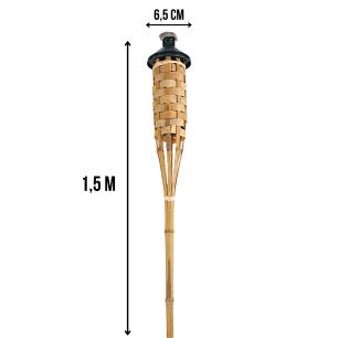 Pochodnia ogrodowa bambusowa pleciona, wys. 1500 mm, zbiornik 480 ml, do ogrodu i tarasu