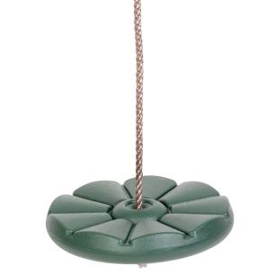 Huśtawka dziecięca okrągła plastikowa na linie, zielona, śr. 28 cm, maks. 90 kg, do ogrodu