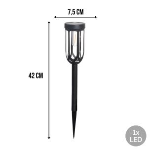 Lampa ogrodowa solarna, czarna LED, zapikowa, IP44, 7,5x42 cm