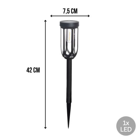 Lampa ogrodowa solarna, czarna LED, zapikowa, IP44, 7,5x42 cm
