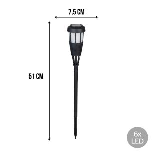 Lampa ogrodowa solarna, czarna, 6x LED, wbijana, ciepła biała, 7,5x51 cm