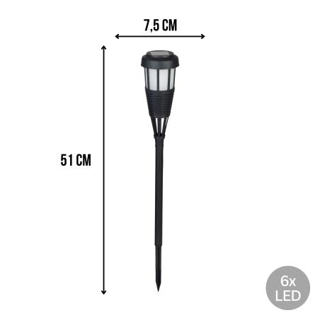Lampa ogrodowa solarna, czarna, 6x LED, wbijana, ciepła biała, 7,5x51 cm