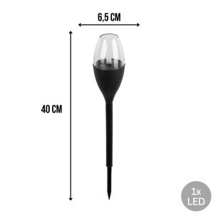 Lampa ogrodowa solarna, efekt płomienia, wbijana, tworzywo sztuczne, 1x LED, Ø 6,5 x 40 cm