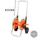 Wózek na wąż ogrodowy, metalowy stelaż, plastikowy bęben, na kołach, rączka teleskopowa 57,5-95 cm, 50 m węża 1/2 cala