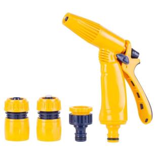 Zestaw nawodnieniowy 4-częściowy, pistolet zraszający, adapter 1/2-3/4, szybkozłączki 1/2", plastikowy, ogrodowy