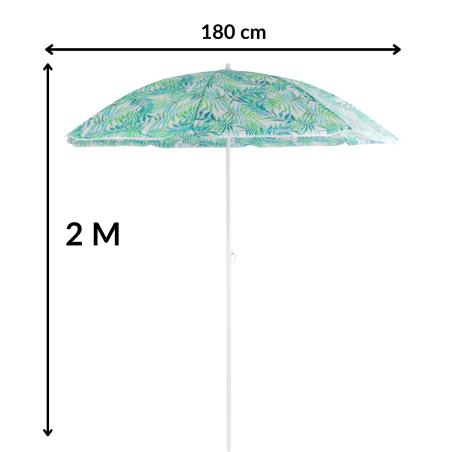 Parasol plażowy, średnica 180 cm, stalowy, regulowana wysokość, maszt 19/22 mm, wys. 200 cm, do ogrodu i na plażę