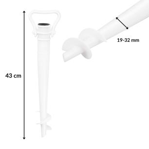 Podstawa do parasola plażowego, wkręcana świdrowa PVC, 43 cm, maszt 19-32 mm, zielono-biała