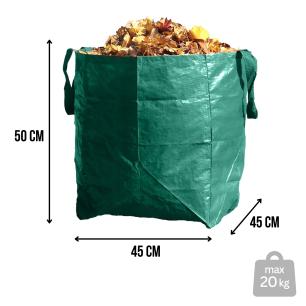 Worek na liście i odpady ogrodowe PE, 100 l, 45x45x50 cm, 2 uchwyty, odporny na rozdarcia, maks. 20 kg