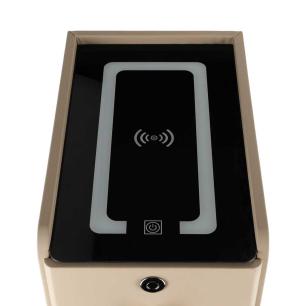 Szafka nocna szuflady oświetlenie LED USB ładowanie głośnik Bluetooth beżowa