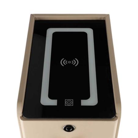 Szafka nocna szuflady oświetlenie LED USB ładowanie głośnik Bluetooth beżowa