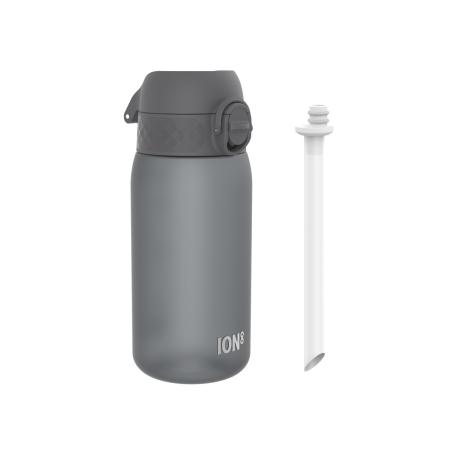 ION8 Butelka na wodę ze słomką dla dzieci BPA Free 350ml Szary Grey