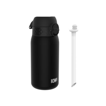 ION8 Butelka na wodę ze słomką dla dzieci BPA Free 350ml Czarny Black