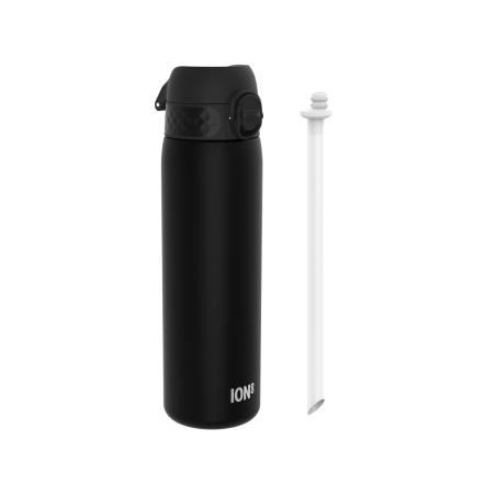 ION8 Butelka ze słomką na wodę BPA Free 500ml Czarny Black