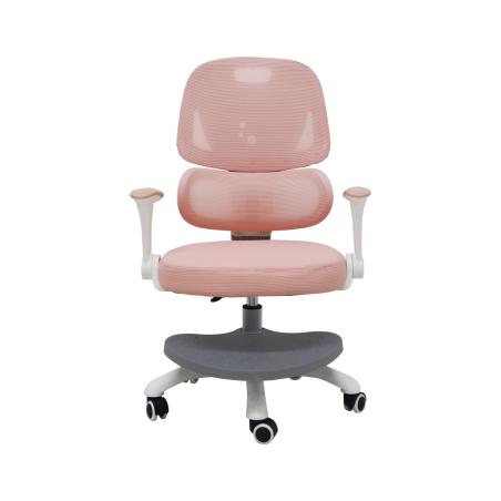Krzesło do biurka dla dziecka fotel ergonomiczny obrotowy regulowany różowy