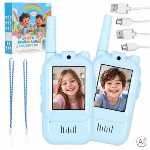 Walkie talkie krótkofalówki dla dzieci kamera funkcja wideo niebieskie