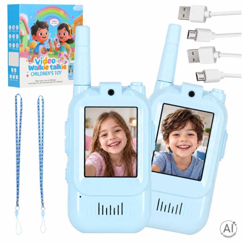 Walkie talkie krótkofalówki dla dzieci kamera funkcja wideo niebieskie Walkie talkie krótkofalówki dla dzieci kamera funkcja wideo niebieskie
