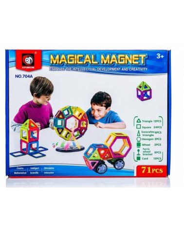 Kolorowe klocki magnetyczne MAGICAL MAGNET 71 SZT.  E1 KONTEXT Pozostałe zabawki dla dzieci 11370-CEK 1